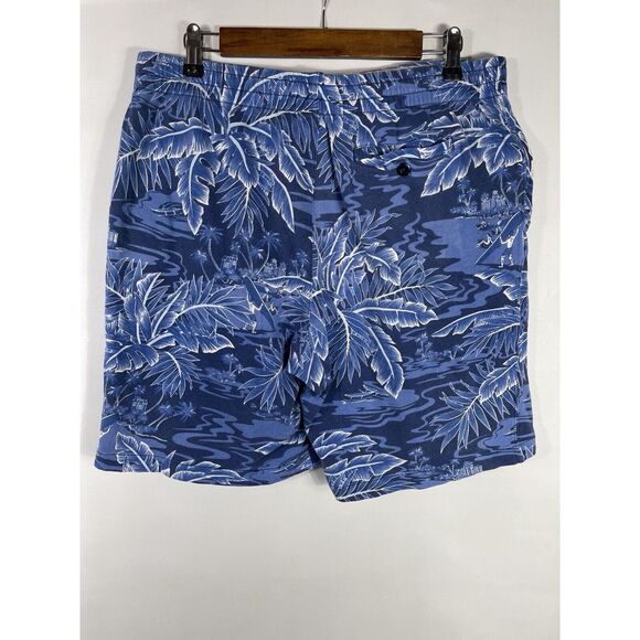 Polo Ralph Lauren‎ Men's Large Navy Blue White Beach Pattern Jersey Shorts - Picture 9 of 10